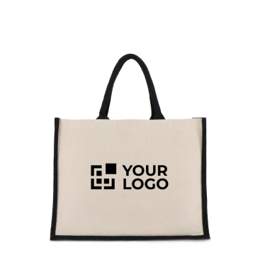 Katoenen tas met gekleurde jute zijkanten en bodem 320 g/m²