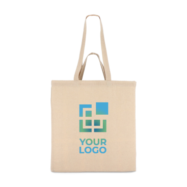 Katoenen tas OEKO-TEX in naturel kleur met dubbele hengsels 140 g/m²