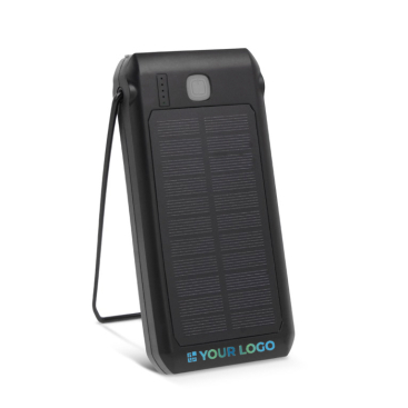 Draagbare externe batterij en zaklamp op zonne-energie met jouw bedrukking