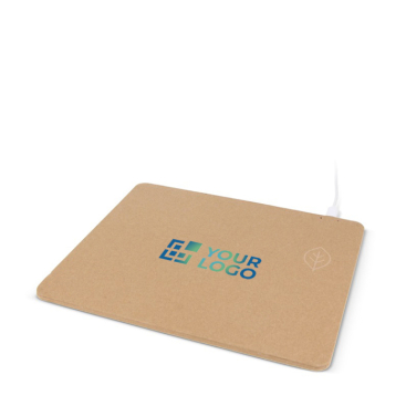 Muismat van gerecycled papier met draadloze oplader met jouw bedrukking