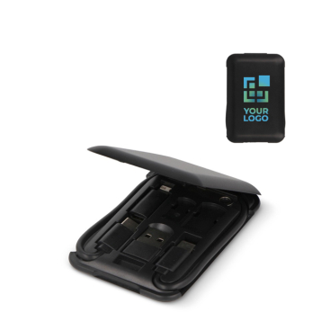 Reiskit met diverse USB-connectoren en functie als telefoonhouder met jouw bedrukking