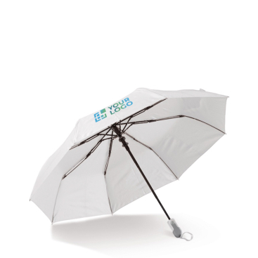Opvouwbare witte paraplu met zwart frame 22'' met jouw bedrukking