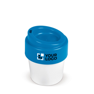 To-go beker met gekleurde deksel, 100% recyclebaar 240ml met jouw bedrukking