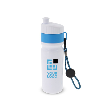 BPA-vrije sportfles met kleuraccent en riem 500ml met jouw bedrukking