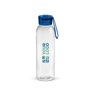 Plastic fles met dop en gekleurd draaghandvat 600ml met jouw bedrukking