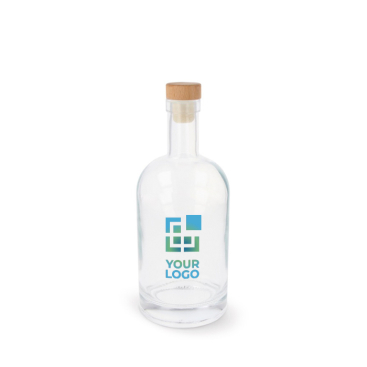 Duurzame glazen fles met FSC-deksel 750ml met jouw bedrukking