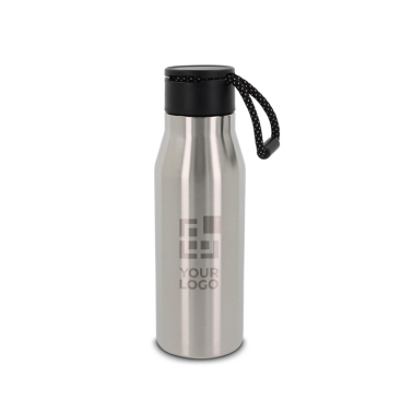 Matte RVS fles met koord 600ml met jouw bedrukking
