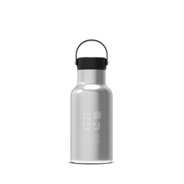 Lekvrije RVS fles met draaggreep 350ml met jouw bedrukking