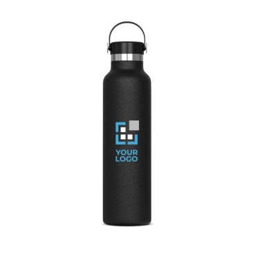 Lekvrije RVS fles met draaggreep 650ml met jouw bedrukking