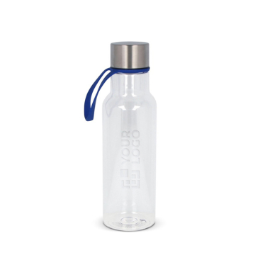 Transparante RPET fles met rubberen draaggreep 600ml met jouw bedrukking