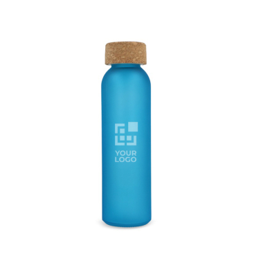 Fles van mat gerecycled glas met kurken dop 500 ml