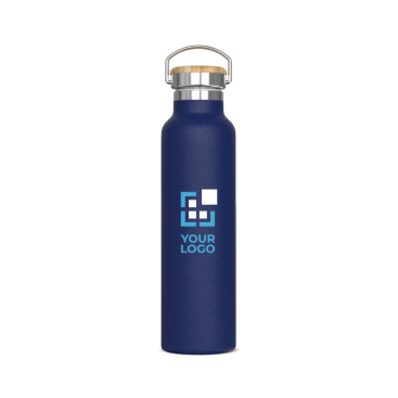 Dubbelwandige thermosfles met poedercoating en draaggreep 650ml met jouw bedrukking