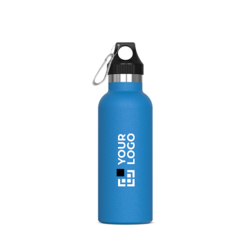 Lekvrije RVS fles met karabijnhaak 500ml met jouw bedrukking