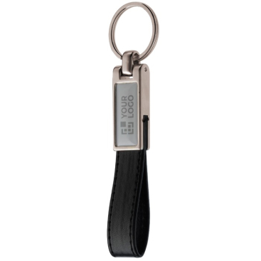 Leren sleutelhanger met metalen detail aan de bovenkant met jouw bedrukking