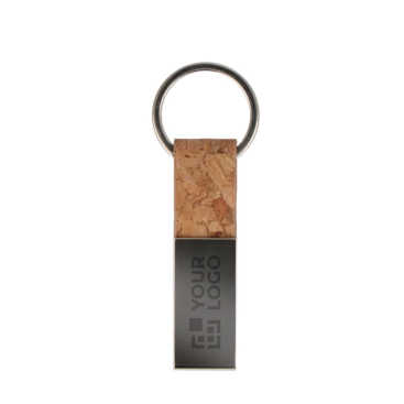 Rechthoekige kurk en metalen sleutelhanger om te personaliseren met jouw bedrukking
