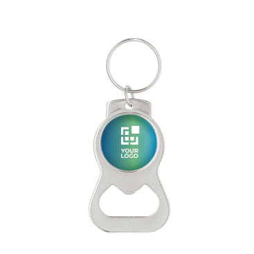 2-in-1 metalen sleutelhanger met flesopener om te personaliseren met jouw bedrukking