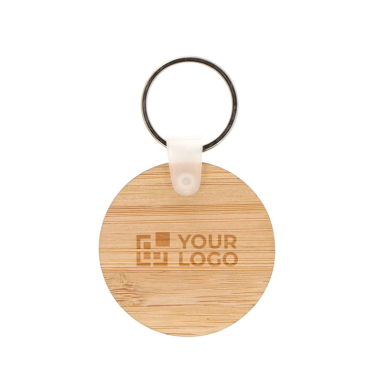 Ronde bamboe sleutelhanger om te personaliseren Ø45mm met jouw bedrukking