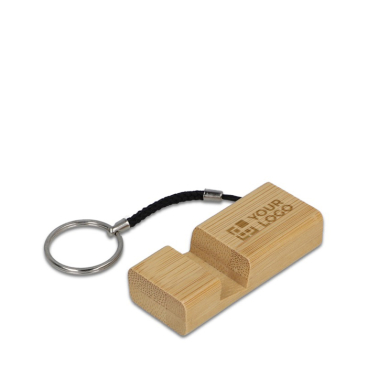 Bamboe sleutelhanger met koord en multifunctioneel als telefoonhouder