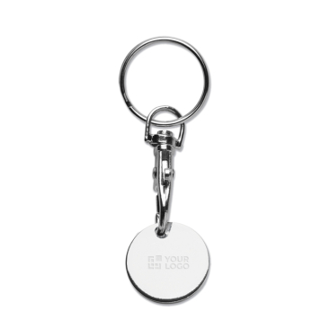 Ronde metalen sleutelhanger met munt voor winkelwagen