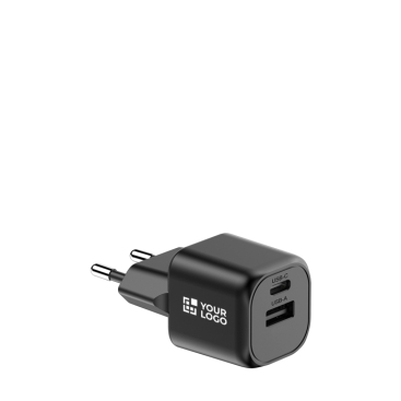 Dubbele oplader van gerecycled plastic met Europese stekker 20W