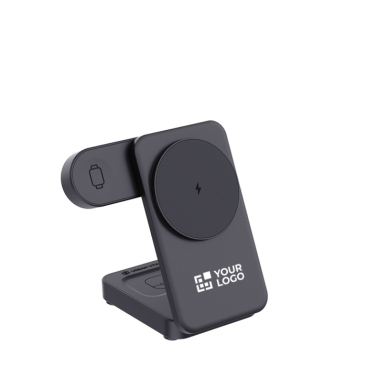 3‑in‑1 draadloze magnetische oplader van gerecycled kunststof 15 W