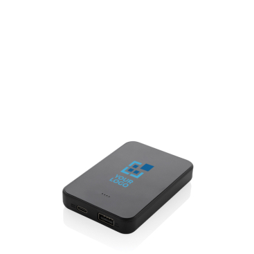 Powerbank van gerecycled plastic met twee poorten 5.000 mAh