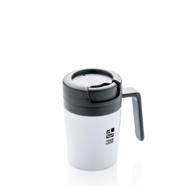Kleine thermische to go koffiemok met logo weergave met jouw bedrukking