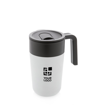 Mok gemaakt van gerecycled plastic en metaal weergave met jouw bedrukking