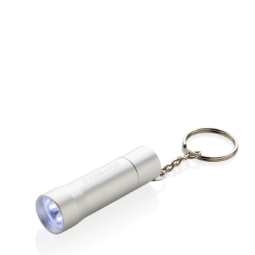 Sleutelhanger-zaklamp van gerecycled aluminium met LED en 15 lumen