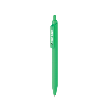Milieuvriendelijke pen met zachte touch, clip en blauwe inkt