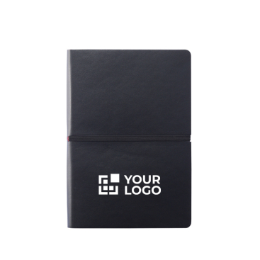 Gepersonaliseerd notitieboek met slappe kaft weergave met jouw bedrukking