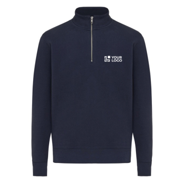 Trui met halve rits gerecycled katoen, modern fit 300 g/m² – IQONIQ 