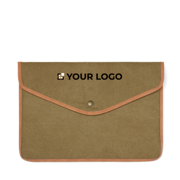 Laptophoes van gerecycled canvas met gekleurde randen 14 inch