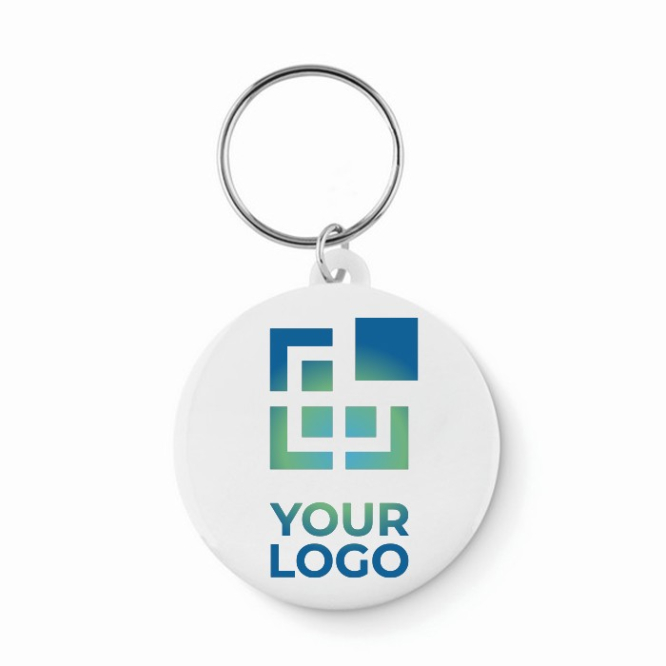 Sleutelhanger bedrukken met logo Ø44mm kleur wit