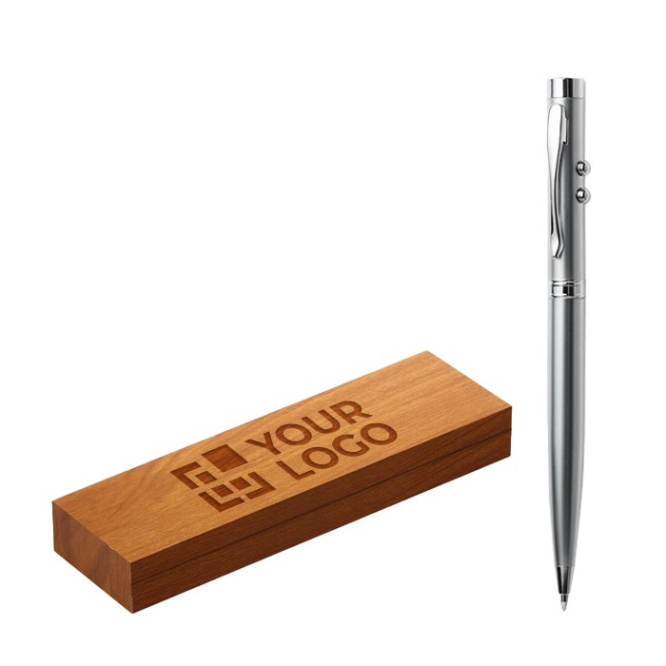 Promotionele pen met laserpointer kleur zilver