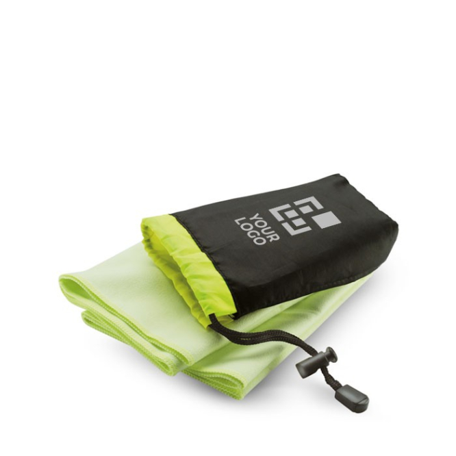 Reclame handdoek in nylon tasje weergave met jouw bedrukking