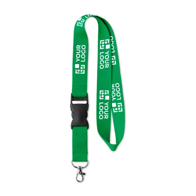 Keycords met geweven logo en kliksluiting weergave met jouw bedrukking