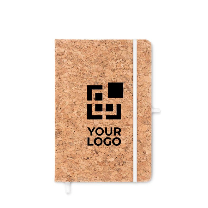 Personaliseerbaar A5-notitieboek met kurken kaft kleur zwart