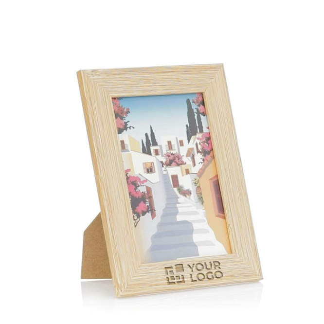 Eco MDF fotolijst met logo  kleur hout derde weergave
