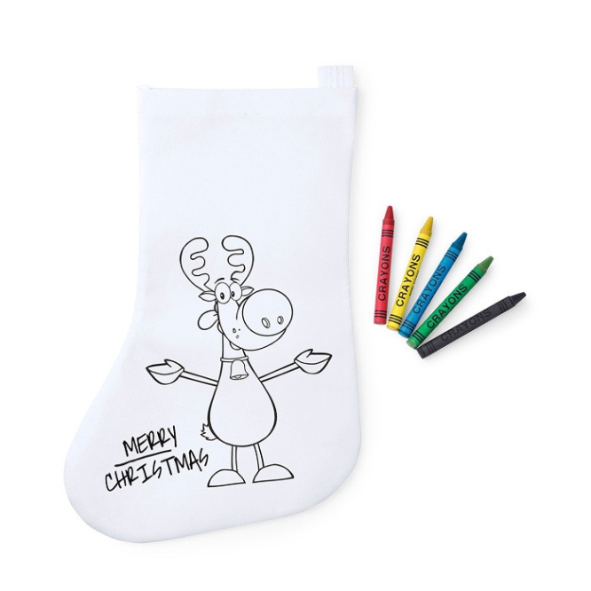 Inkleurbare kerstsok met logo (incl. krijtjes)