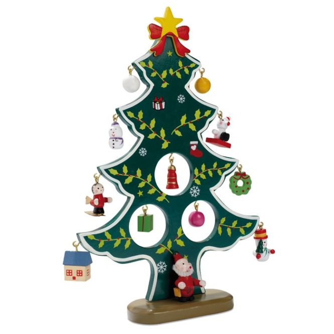 Houten, bedrukte ornamenten (12 stuks)