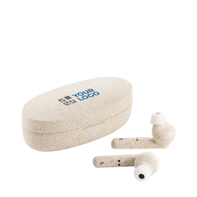 Bluetooth koptelefoon met logo van tarwe kleur naturel derde weergave