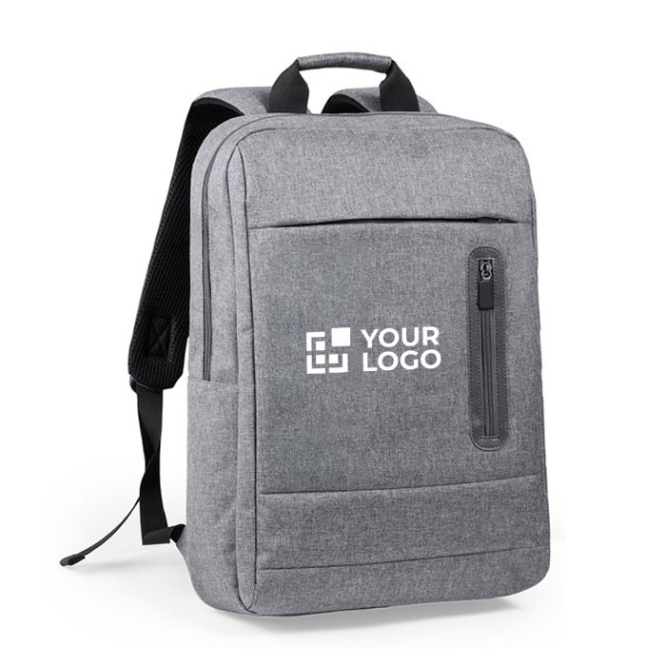 Stevige 600D polyester rugzak met logo kleur grijs