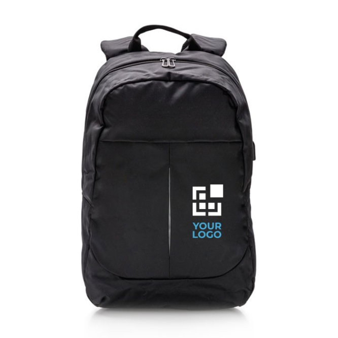 600D polyester reclame laptop rugzak kleur zwart