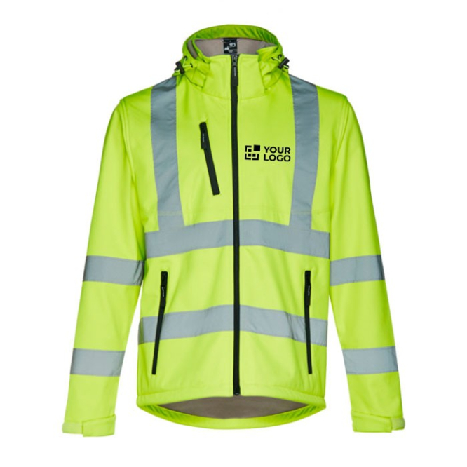 Polyester neon werkjas met logo, 320 g/m2 in de kleur geel
