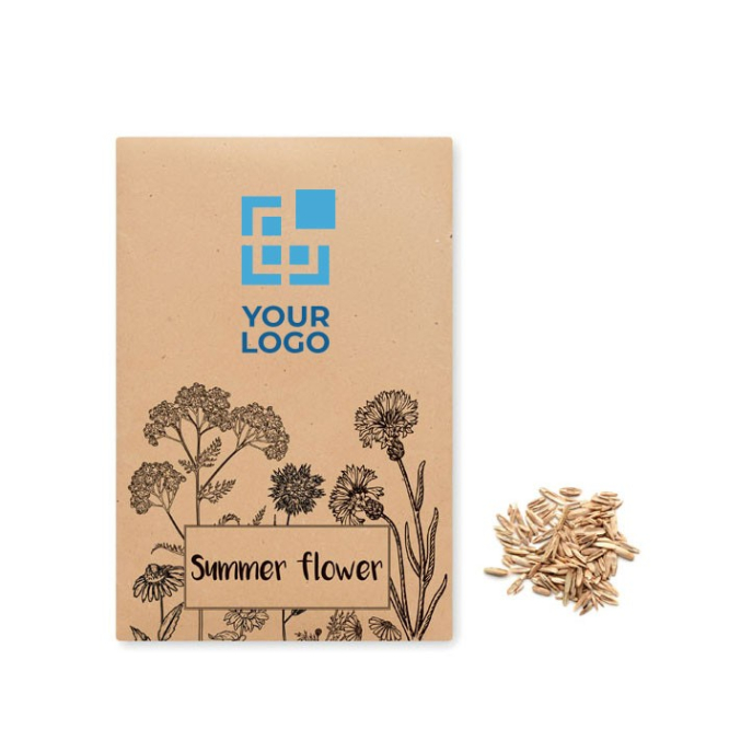 Bedrukt zakje met wilde bloemzaden kleur beige