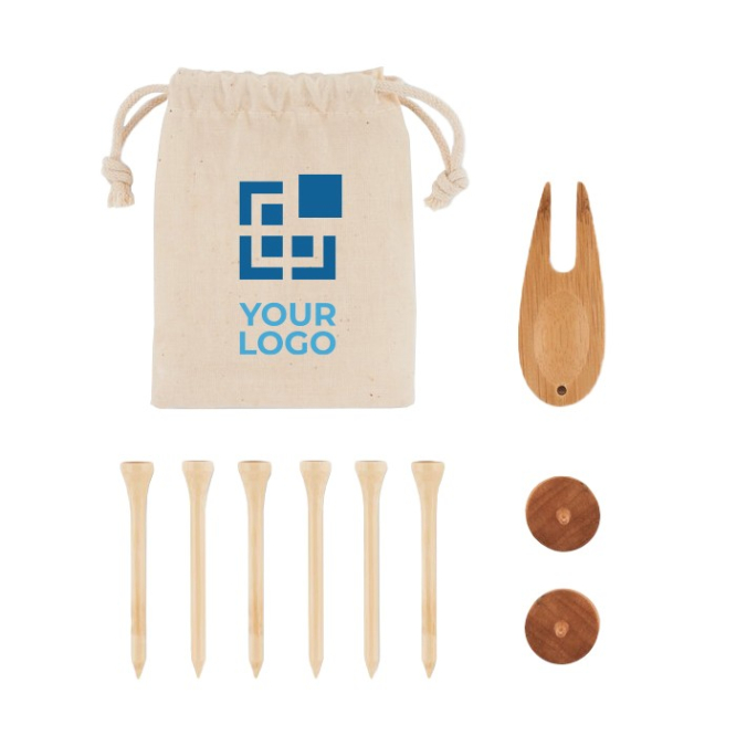 Houten set met golf accessoires kleur beige