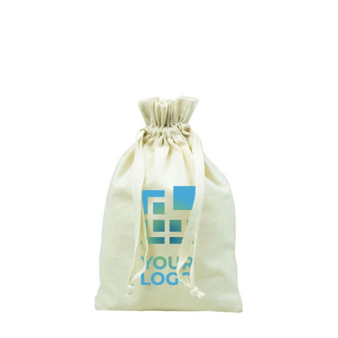 Kleine katoenen tas met trekkoordsluiting kleur beige