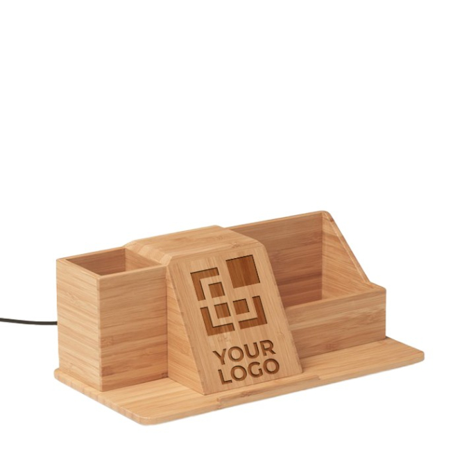 Bureau organizer met lamp bedrukt