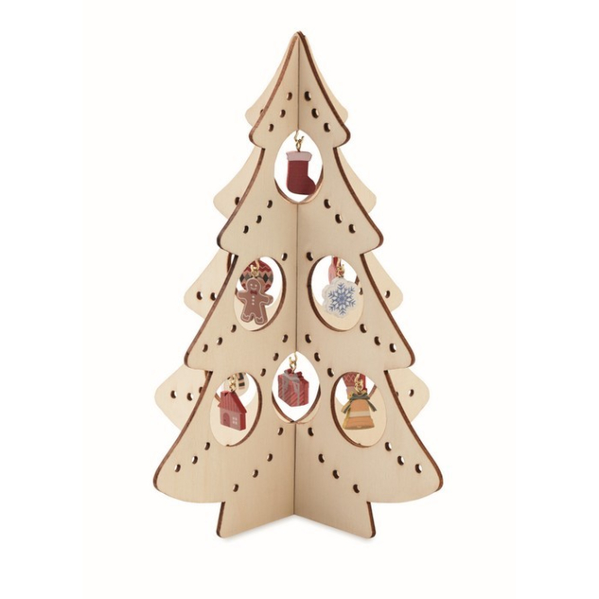 Kleine kerstboom met kerstversieringen